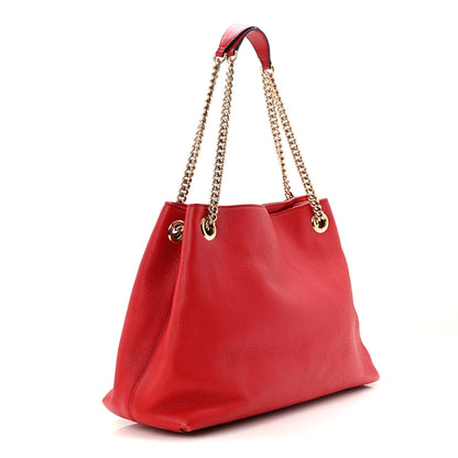 Gucci Pebbled Calfskin Medium Soho Chain Shoulder Bag Tabasco Red 3 of 10