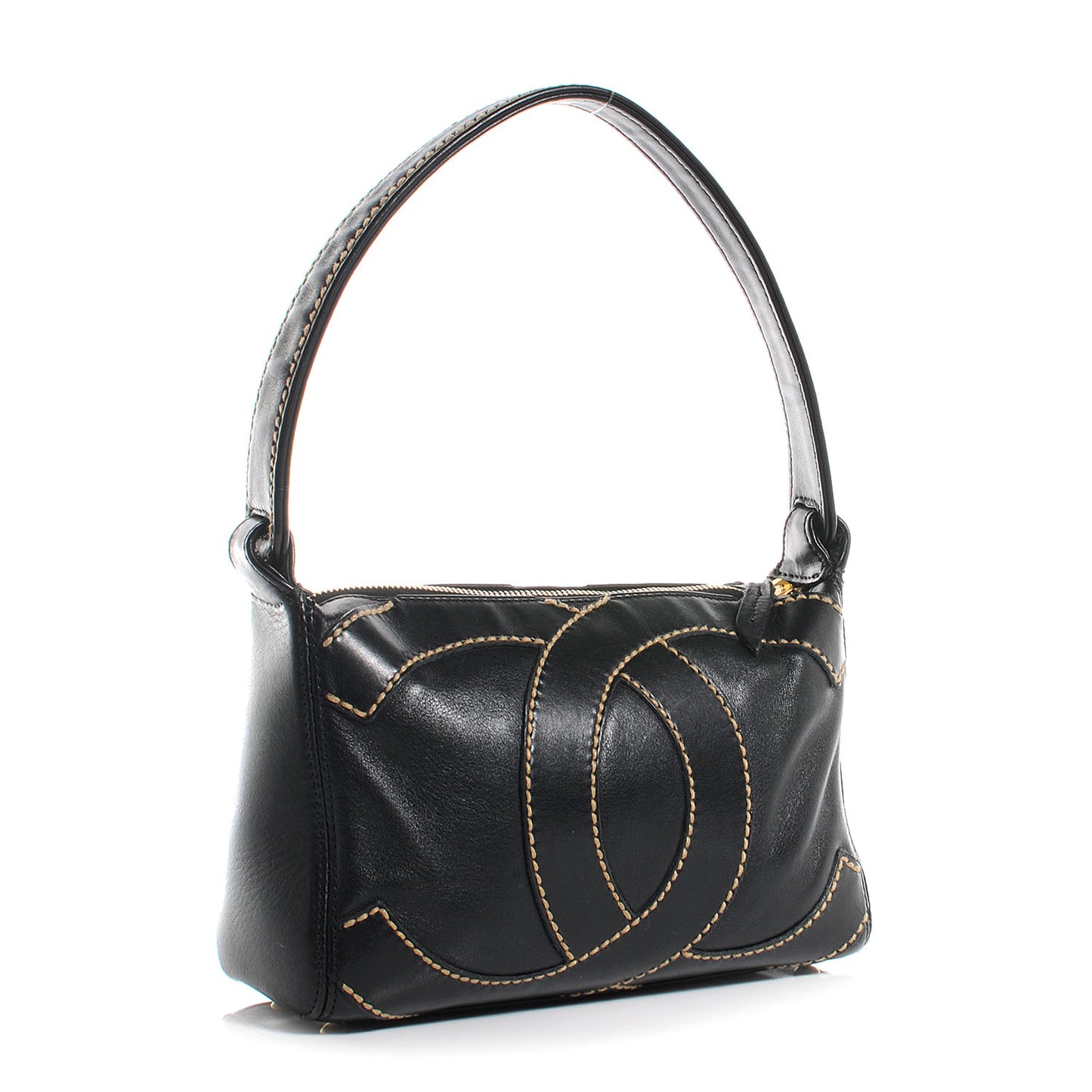 Caviar CC Stitched Small Hobo Black