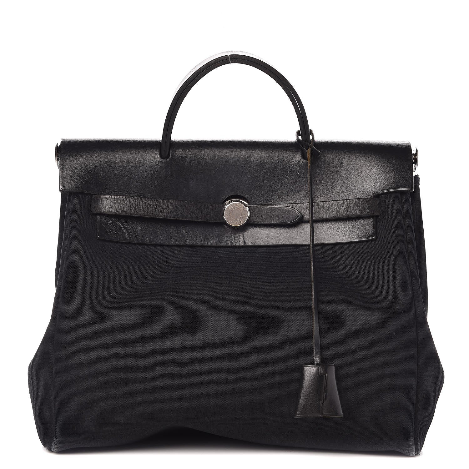 Hermes Toile Vache Calfskin Herbag 30 PM Backpack Black 1 of 16