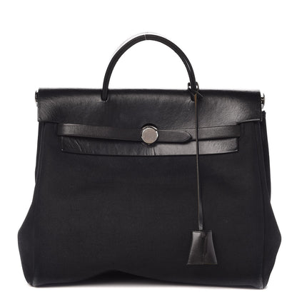 Hermes Toile Vache Calfskin Herbag 30 PM Backpack Black 1 of 16