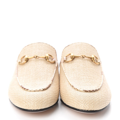 Gucci Straw Elaphe Womens Princetown Slippers 37 Natural Cream Brown 2 of 7