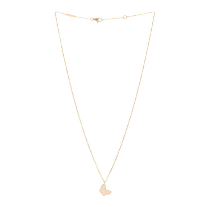 Van Cleef & Arpels 18K Yellow Gold Mother of Pearl Sweet Alhambra Butterfly Pendant Necklace 3 of 5