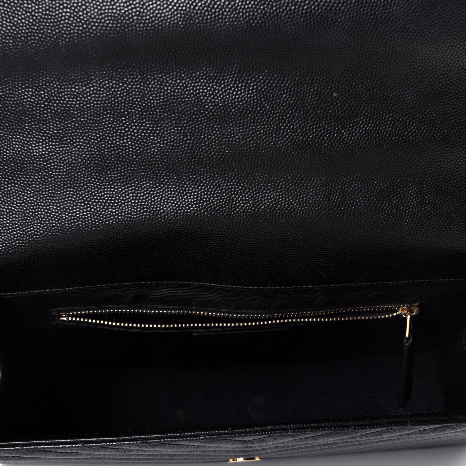 Saint Laurent Grain De Poudre Matelasse Chevron Large Monogram Satchel Black 5 of 9