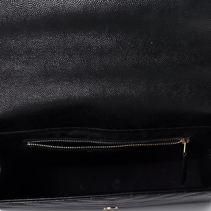 Saint Laurent Grain De Poudre Matelasse Chevron Large Monogram Satchel Black 5 of 9