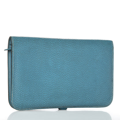 Hermes Togo Dogon Duo Wallet Blue Jean 3 of 15