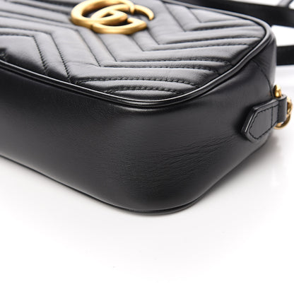 Gucci Calfskin Matelasse Small GG Marmont Chain Shoulder Bag Black 9 of 10