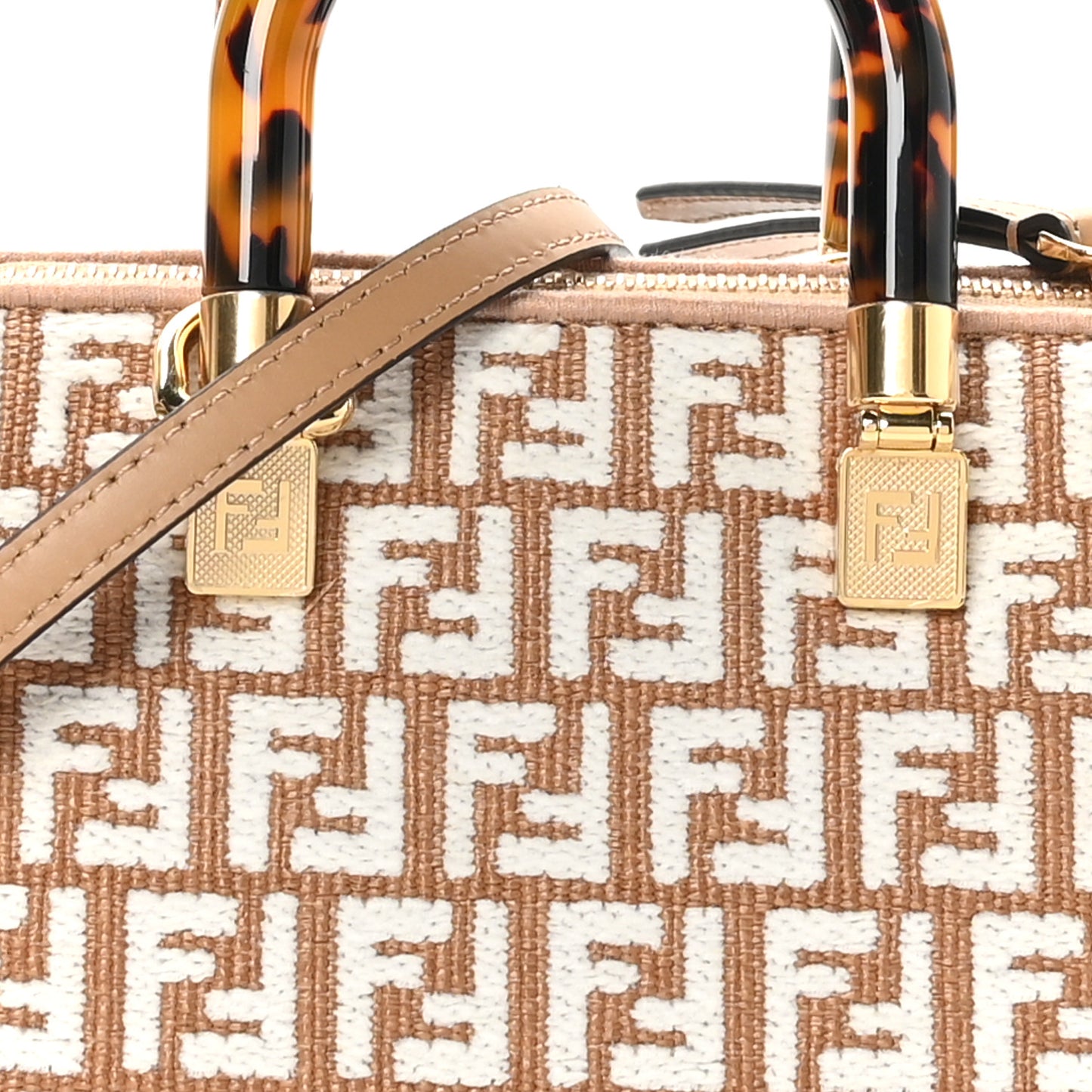 Raffia Chenille Vitello King Plexiglass Micro FF Mini By The Way Top Handle Boston Bag Naturale White