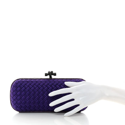 Bottega Veneta Satin Intreccio Impero Ayers Stretch Knot Clutch Purple 2 of 6