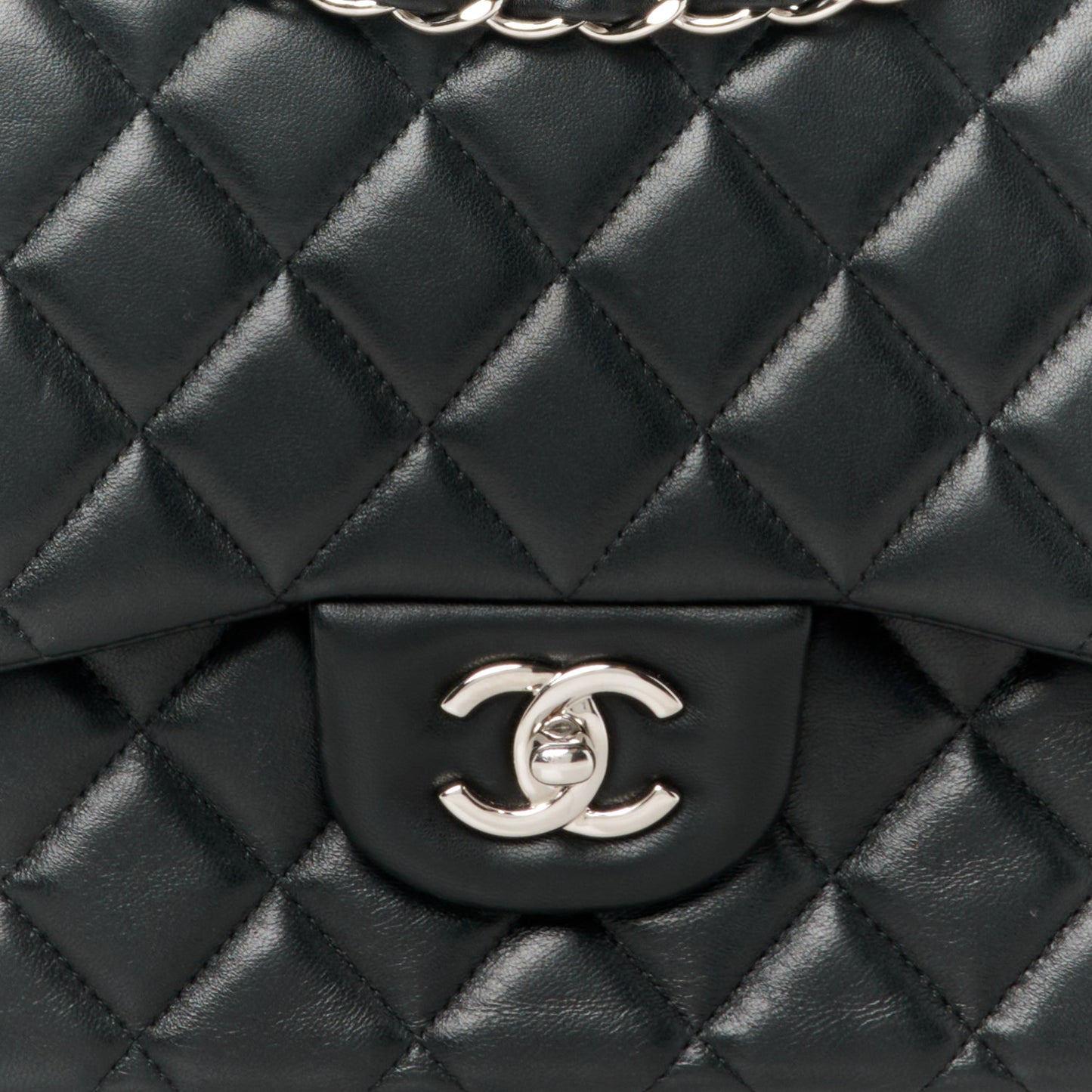 Lambskin Quilted Jumbo Double Flap Black