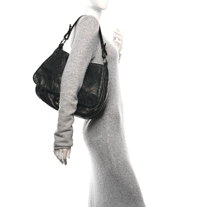 Chanel Glazed Calfskin Stitched XL On The Road Flap Black 2 of 12
