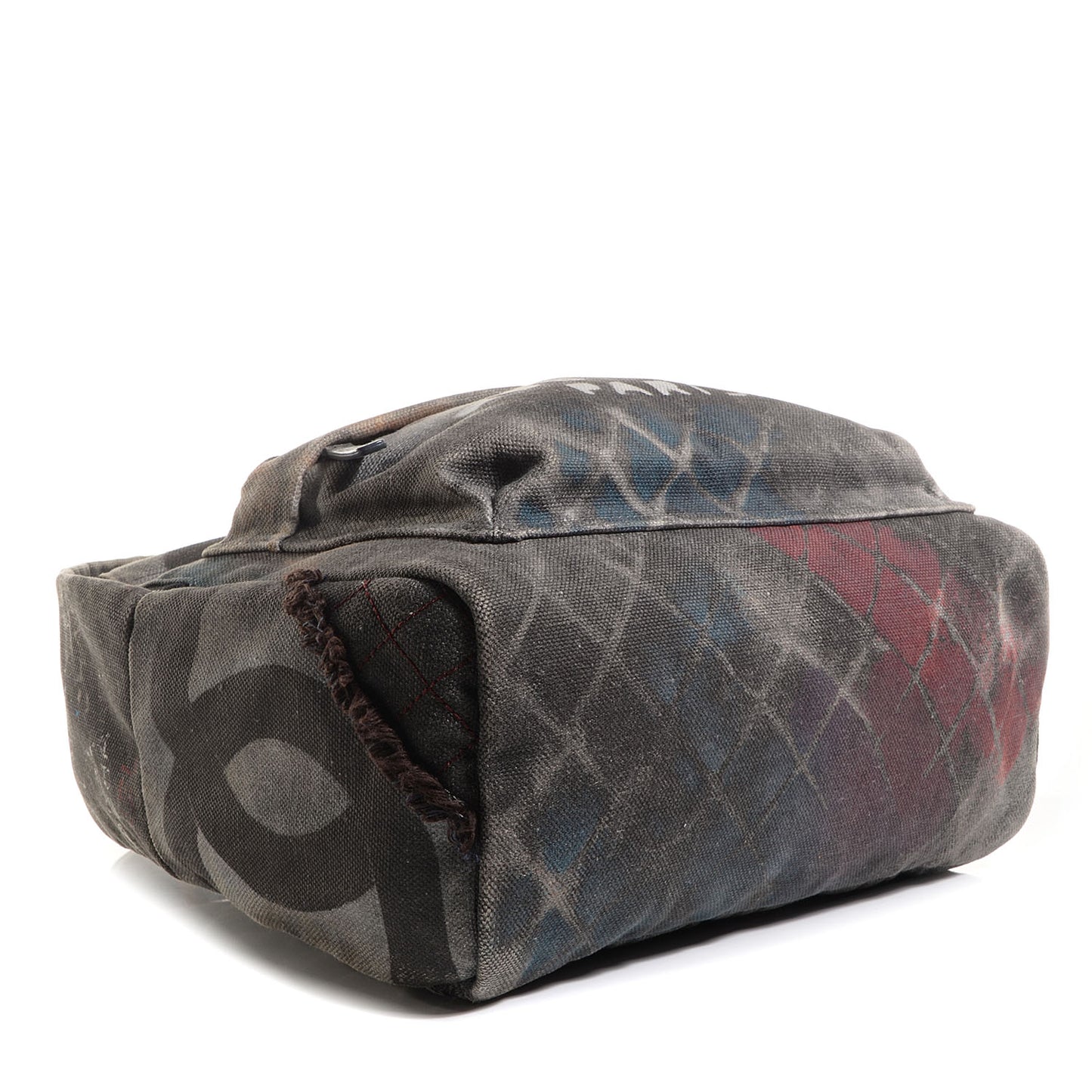 Graffiti Printed Canvas Medium Backpack Grey
