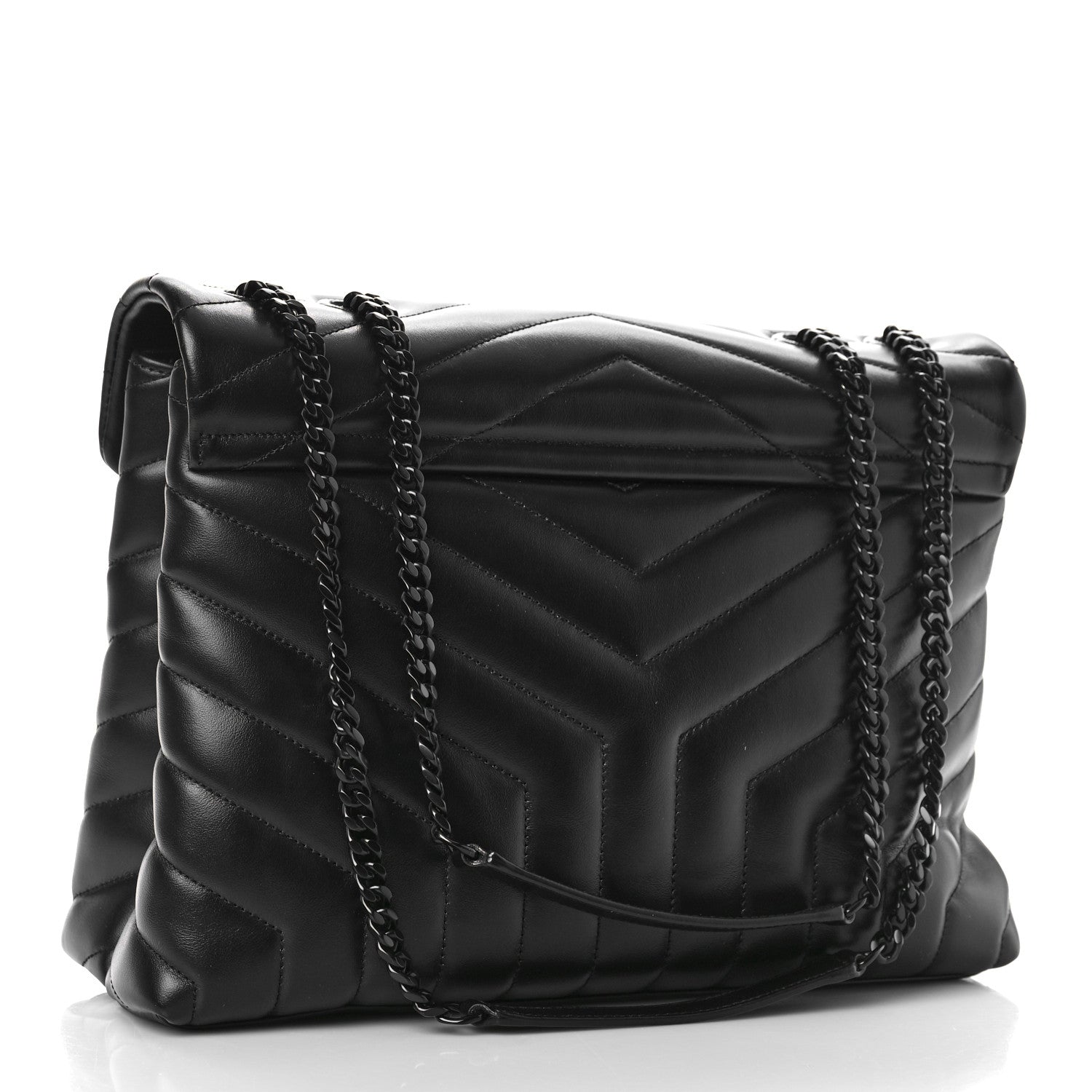 Saint Laurent Calfskin Y Quilted Monogram Monochrome Medium Loulou Chain Satchel Black 4 of 9