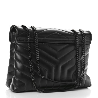Saint Laurent Calfskin Y Quilted Monogram Monochrome Medium Loulou Chain Satchel Black 4 of 9