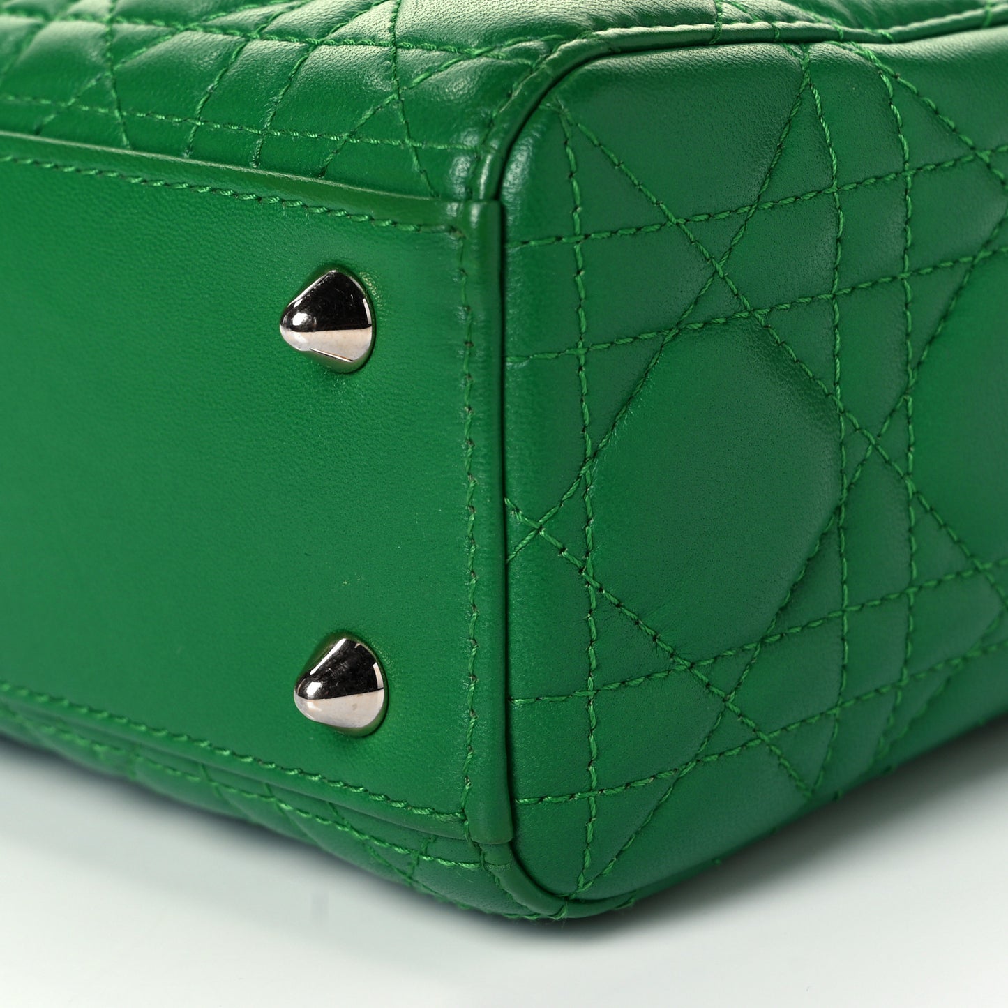 Lambskin Cannage Small Lucky Badges My Lady Dior Green