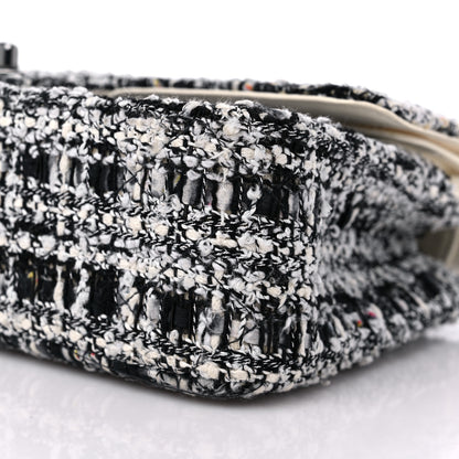 Chanel Tweed Quilted Medium Double Flap Black White Ecru 9 of 14