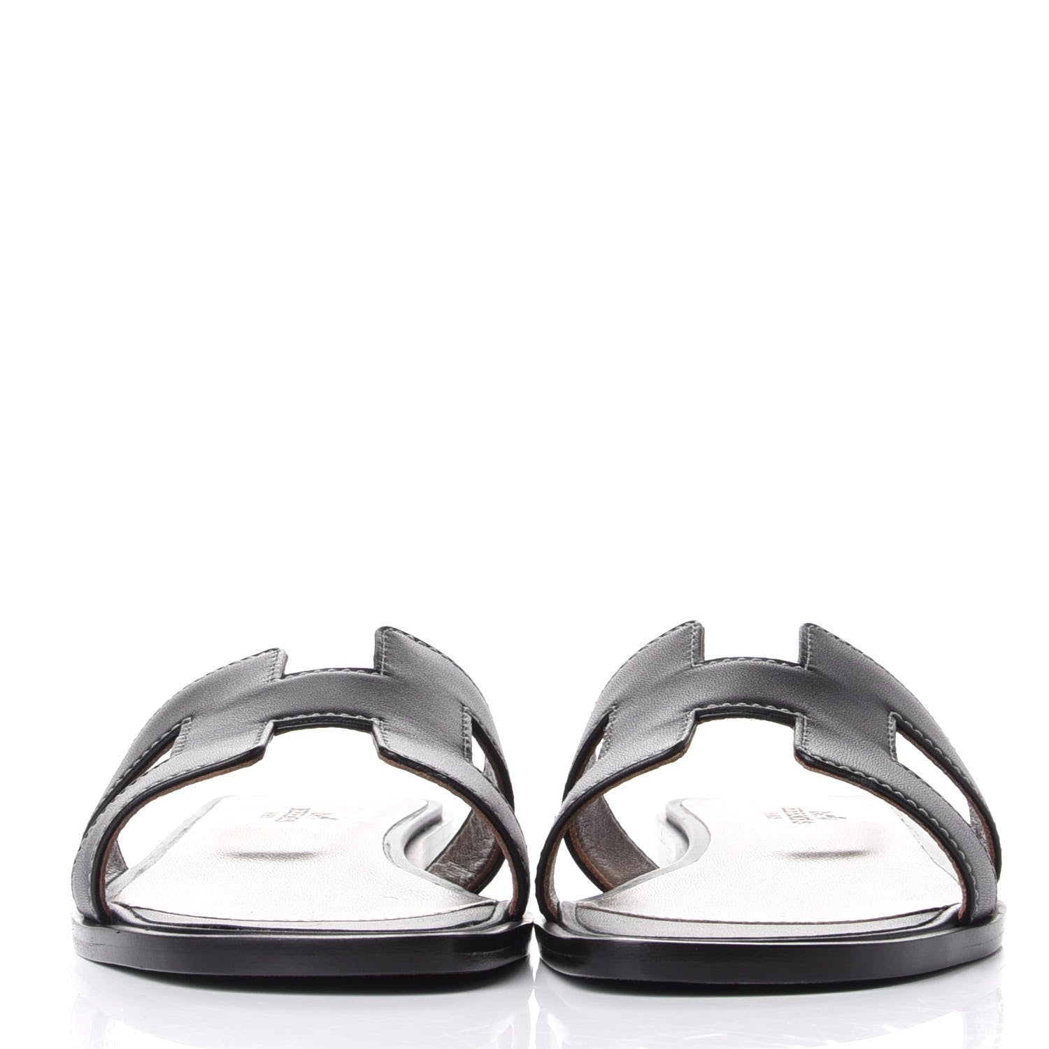 Hermes Box Calfskin Oran Sandals 35.5 Black 2 of 11