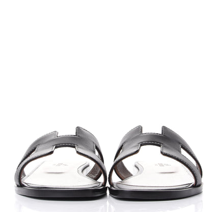 Hermes Box Calfskin Oran Sandals 35.5 Black 2 of 11