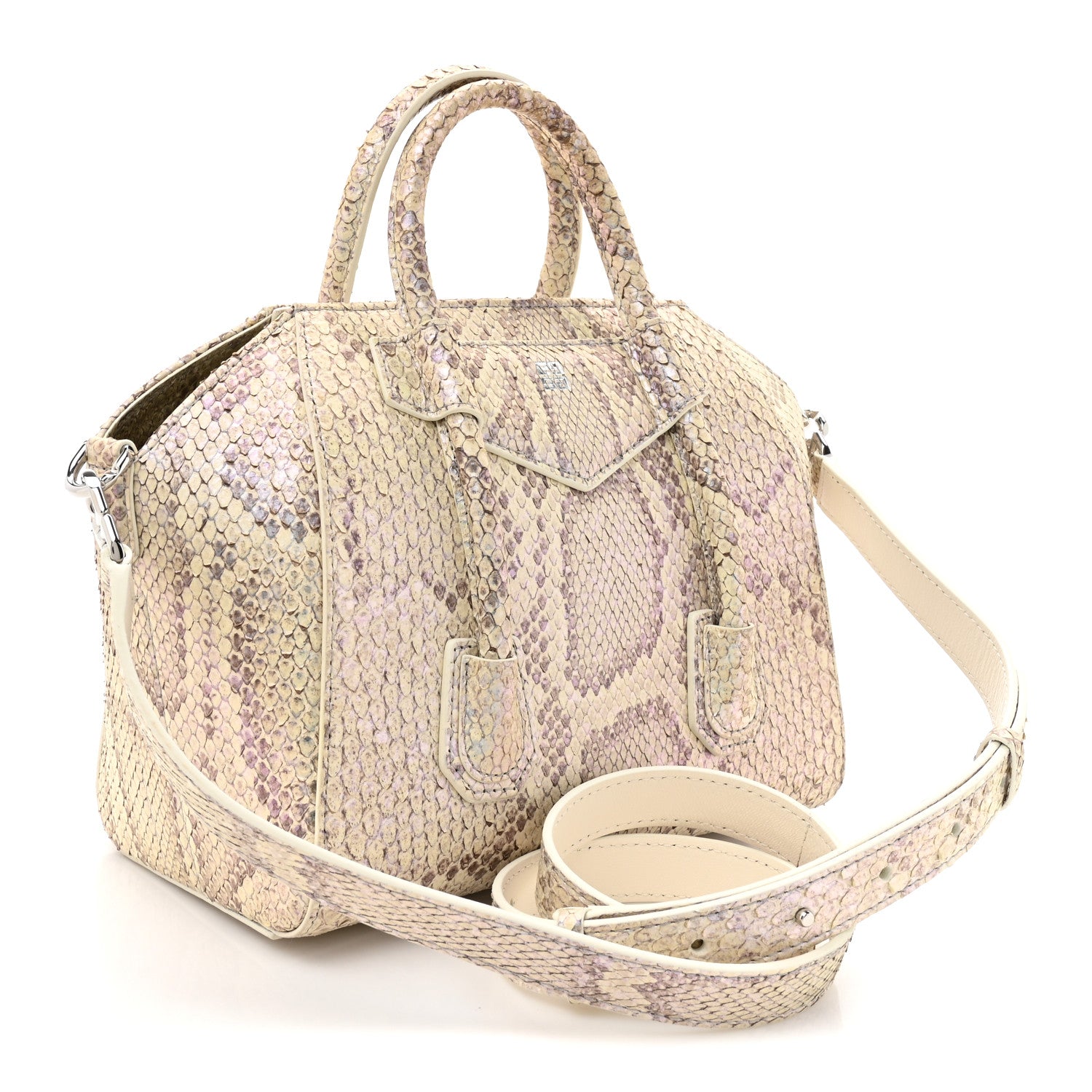 Givenchy Snakeskin Mini Lock Antigona Shoulder Bag Dusty Gold 3 of 10