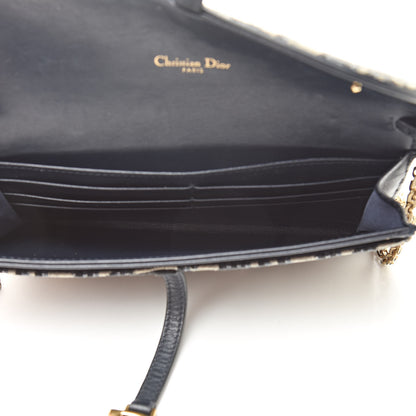 Christian Dior Oblique Saddle Chain Wallet Blue 5 of 13