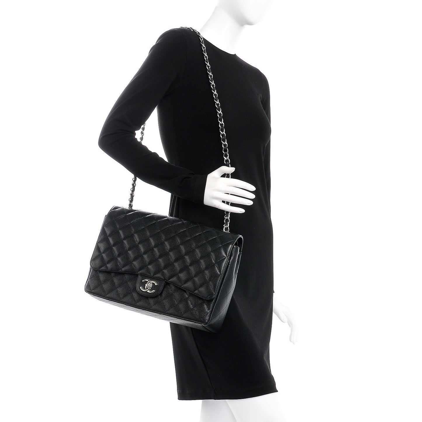 Caviar Quilted Maxi Double Flap Black