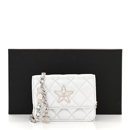 Chanel Metallic Goatskin Quilted Star Flap Waist Belt Bag Silver 13 of 13