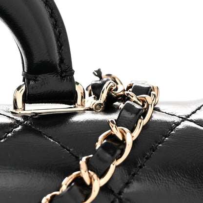 Chanel Shiny Lambskin Quilted Coco Trip Flap Bag Black 11 of 11