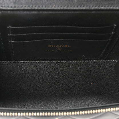 Chanel Lambskin Quilted Small Top Handle Vanity Case With Chain Black 5 of 10