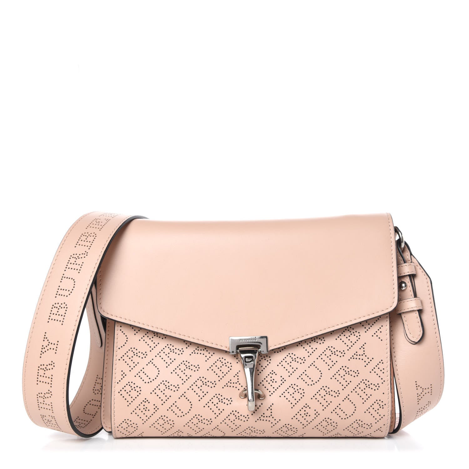 Burberry Calfskin Perforated Small Macken Crossbody Bag Fawn Pink 1 of 8