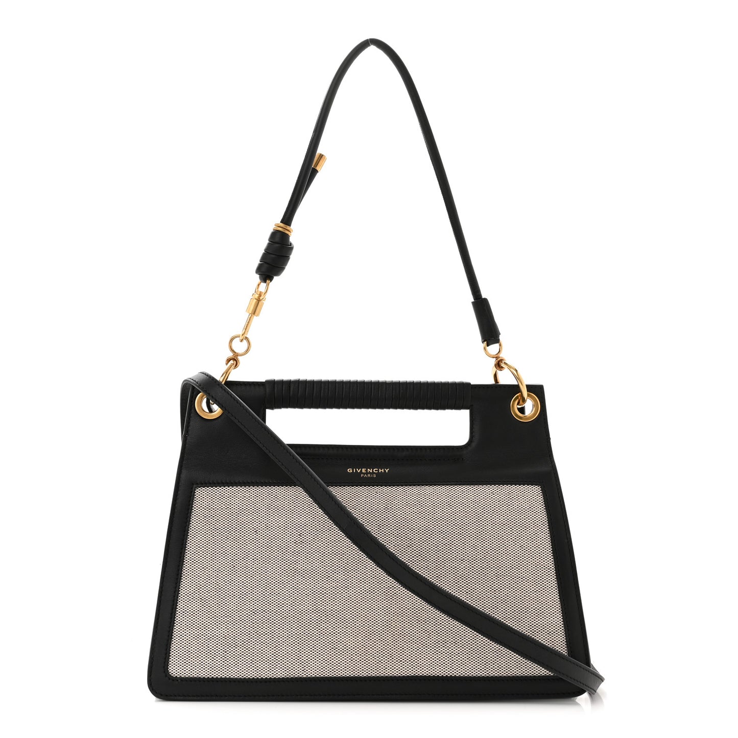 Canvas Calfskin Medium Whip Top Handle Crossbody Natural