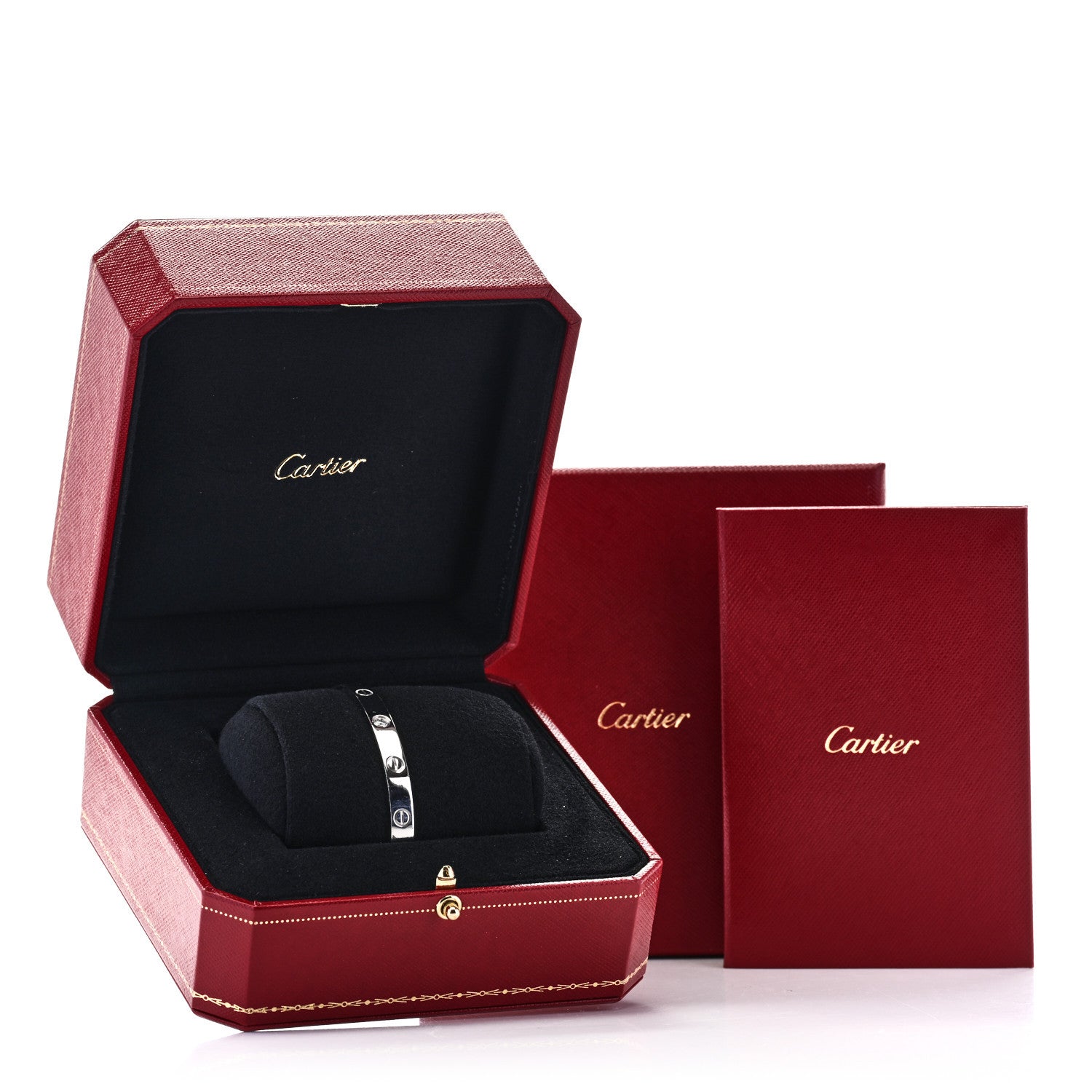 Cartier 18K White Gold 1 Diamond LOVE Cuff Bracelet 17 4 of 4