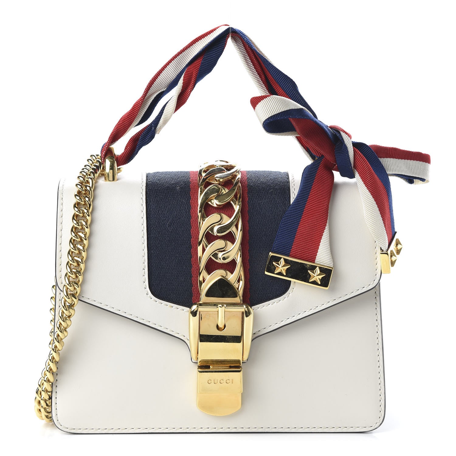 Gucci Calfskin Mini Sylvie Chain Shoulder Bag White 1 of 11