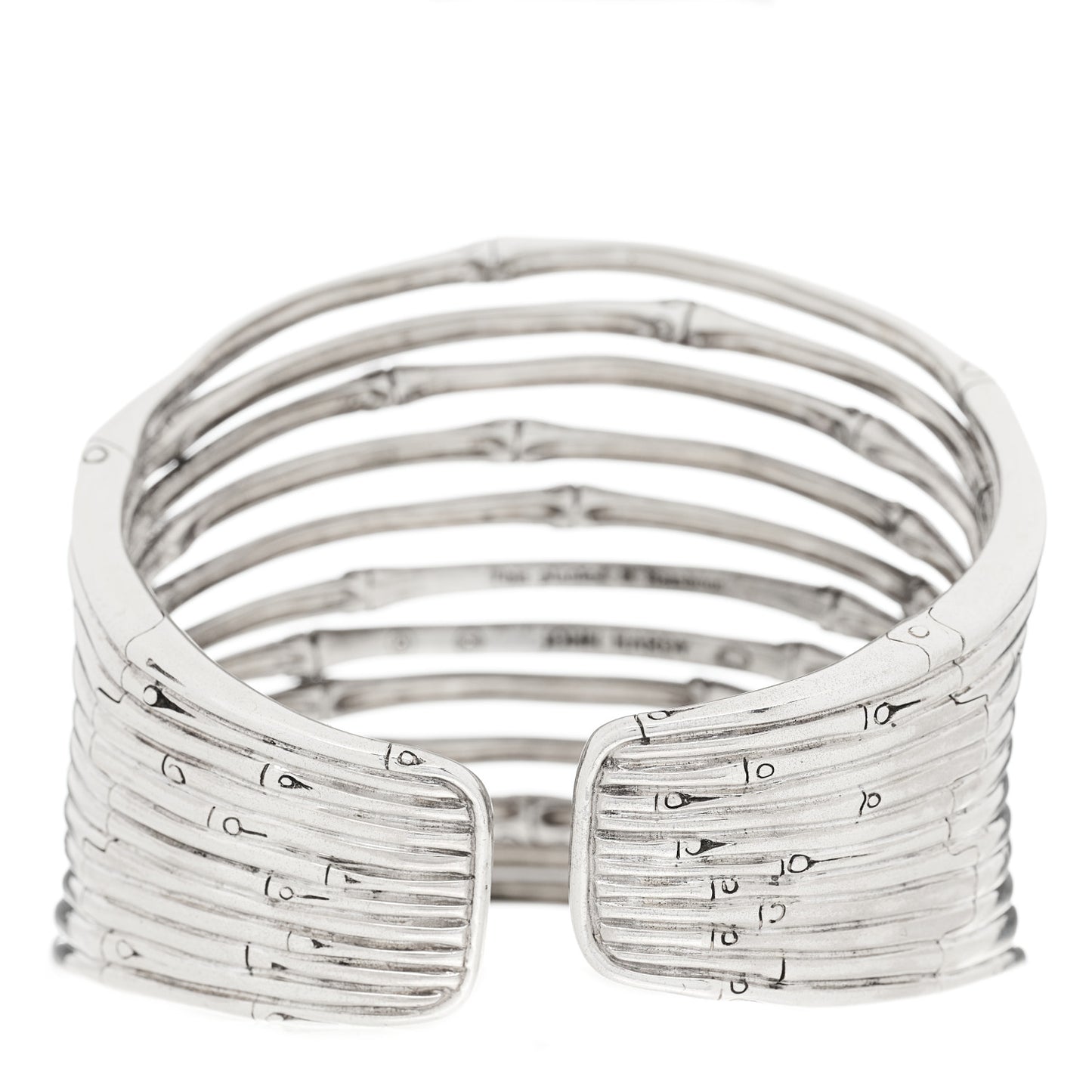Sterling Silver Wide Bamboo Lava Flex Cuff Bracelet