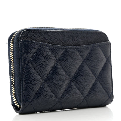 Chanel Caviar Quilted Zip Card Holder Navy 4 of 8