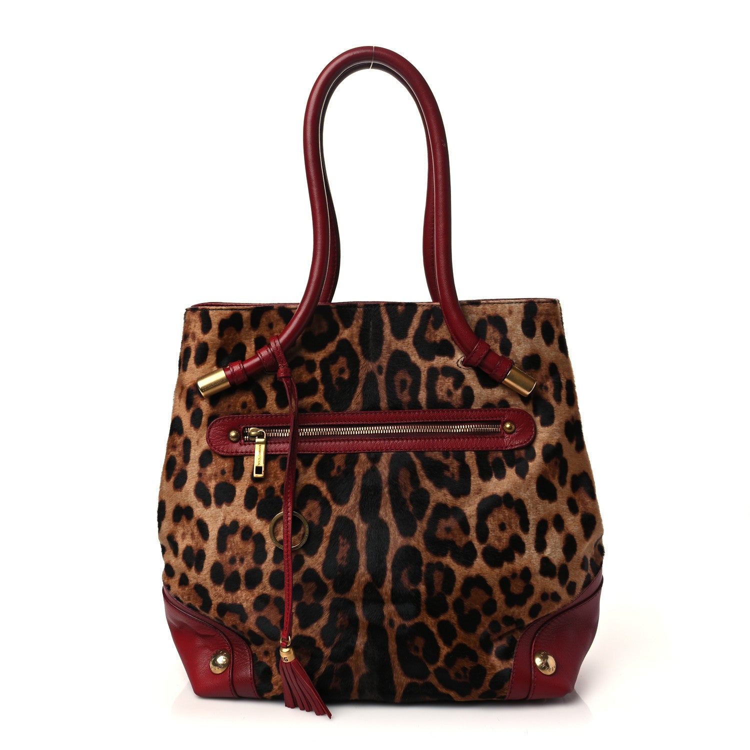 Dolce & Gabbana Calf Hair Leopard Print Satchel Red 1 of 5