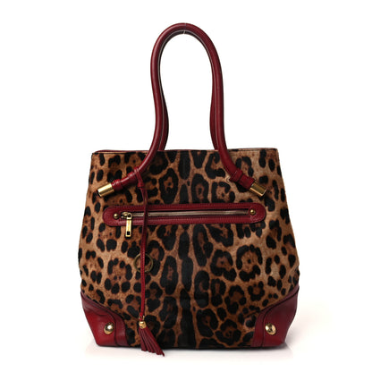 Dolce & Gabbana Calf Hair Leopard Print Satchel Red 1 of 5