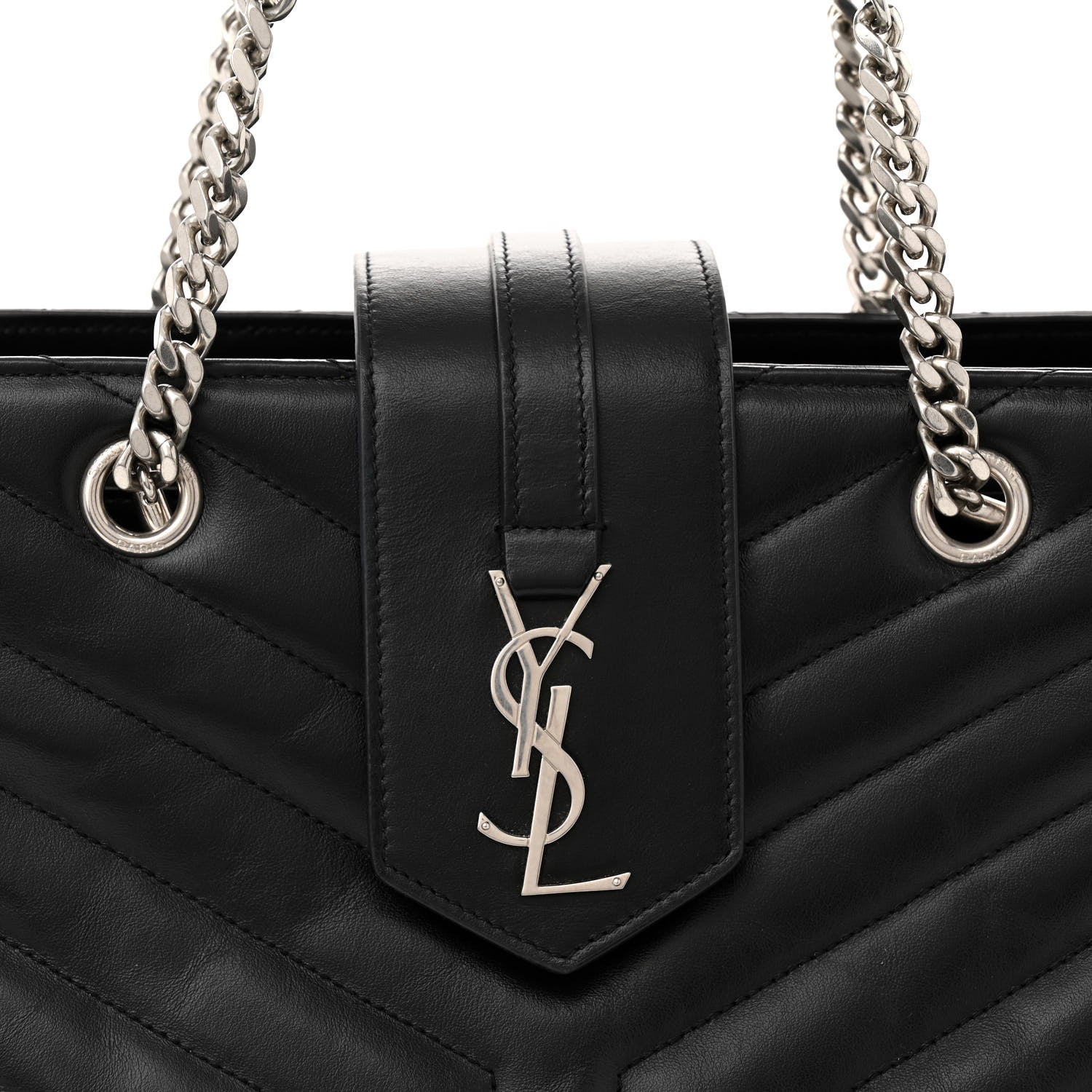 Saint Laurent Calfskin Y Quilted Monogram Large Loulou Shopper Black 8 of 10