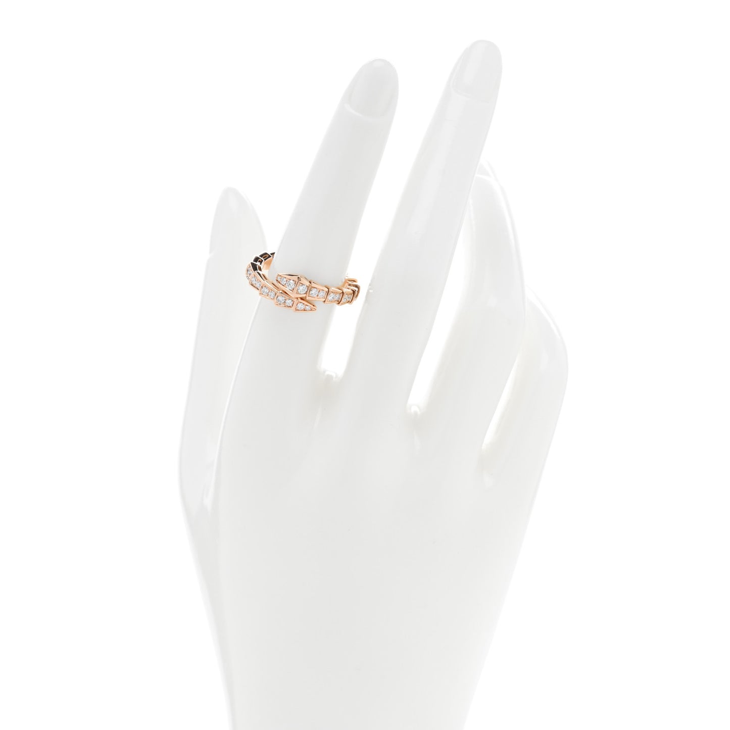 18K Rose Gold Diamond Serpenti Viper Pave Ring L