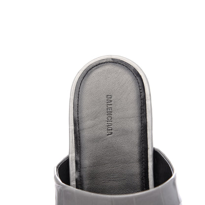 Balenciaga Calfskin Crocodile Embossed Oval BB 5mm Mule Sandals 38.5 Balenciaga Grey 7 of 9