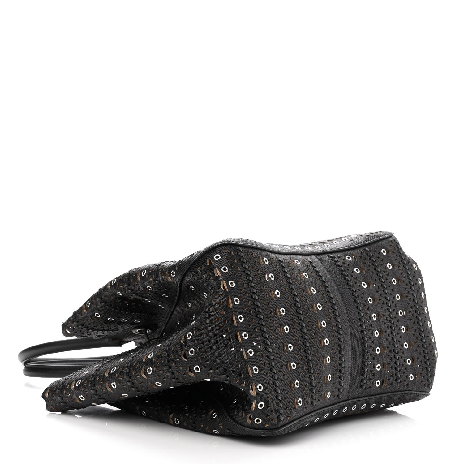 Alaia Calfskin Laser Cut Grommet Angele 25 Tote Black 5 of 11