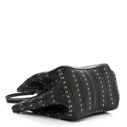 Alaia Calfskin Laser Cut Grommet Angele 25 Tote Black 5 of 11