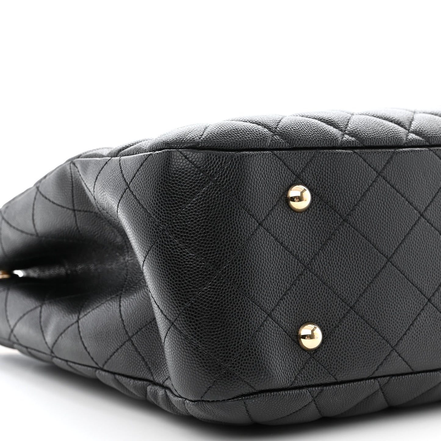 Caviar Quilted Large Shopping Tote Black