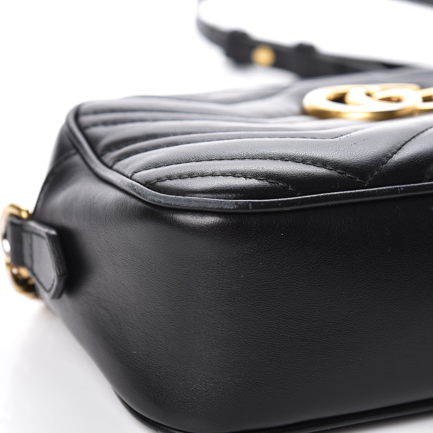 Calfskin Matelasse Small GG Marmont Chain Shoulder Bag Black
