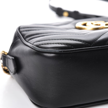 Gucci Calfskin Matelasse Small GG Marmont Chain Shoulder Bag Black 5 of 11
