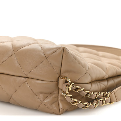Chanel Lambskin Quilted Hobo Beige 9 of 10