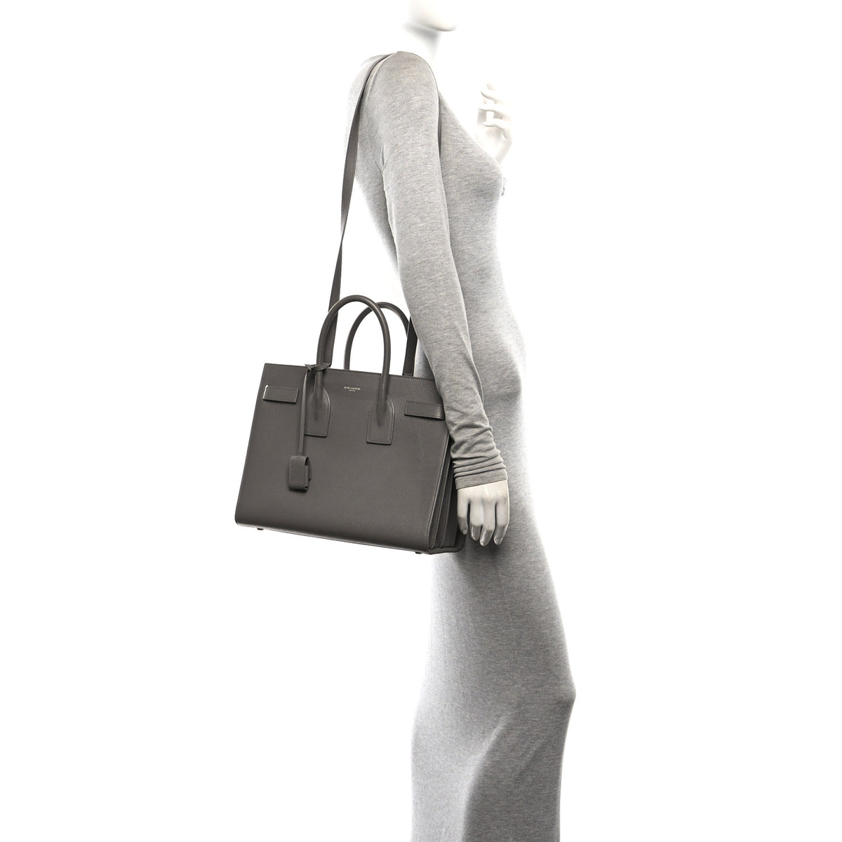 Saint Laurent Grained Calfskin Small Sac De Jour Fog 2 of 10
