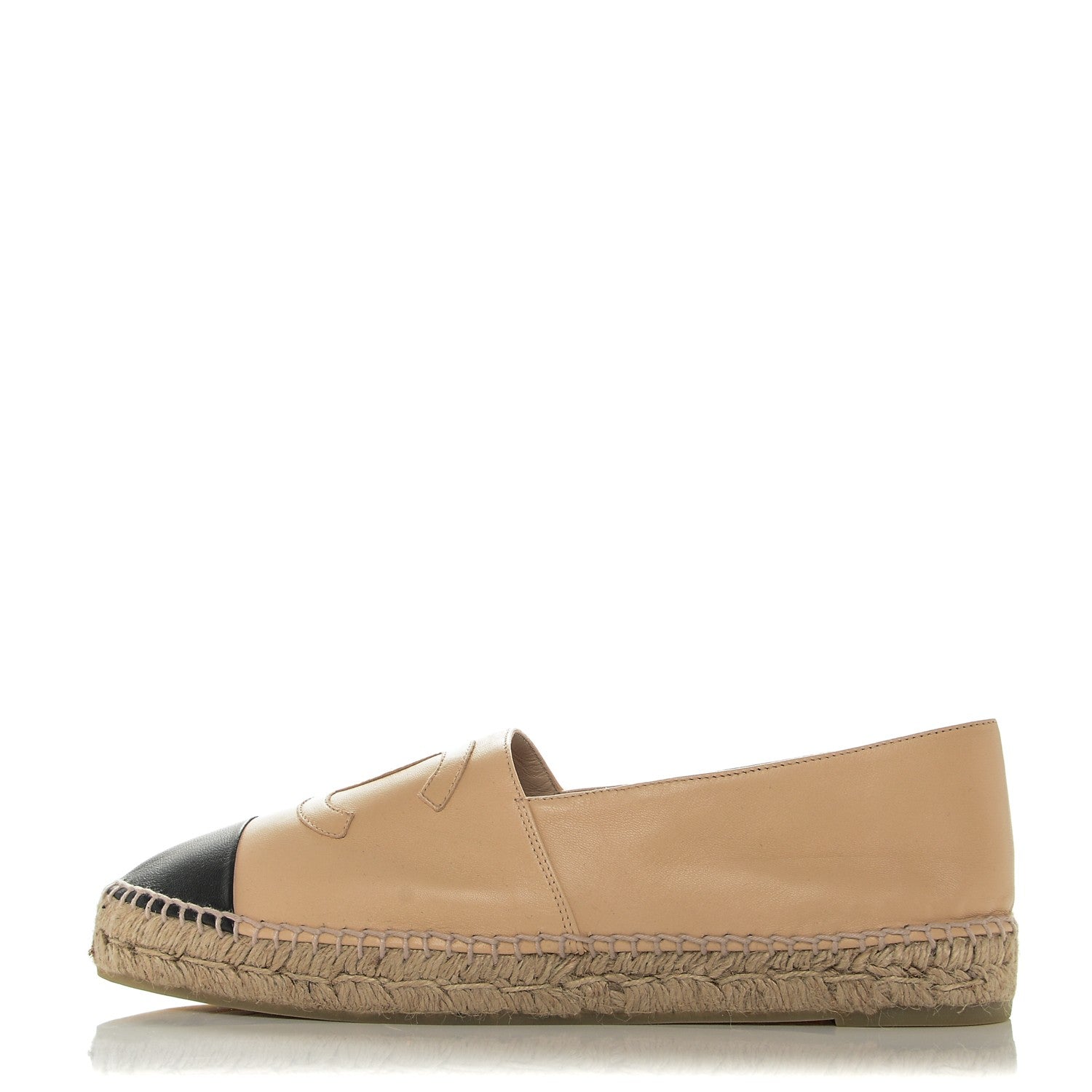 Chanel Lambskin CC Espadrilles 42 Beige Black 1 of 7