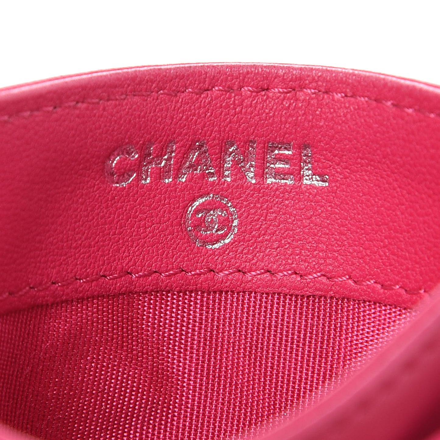 Lambskin Quilted Diamond CC Card Holder Fuchsia