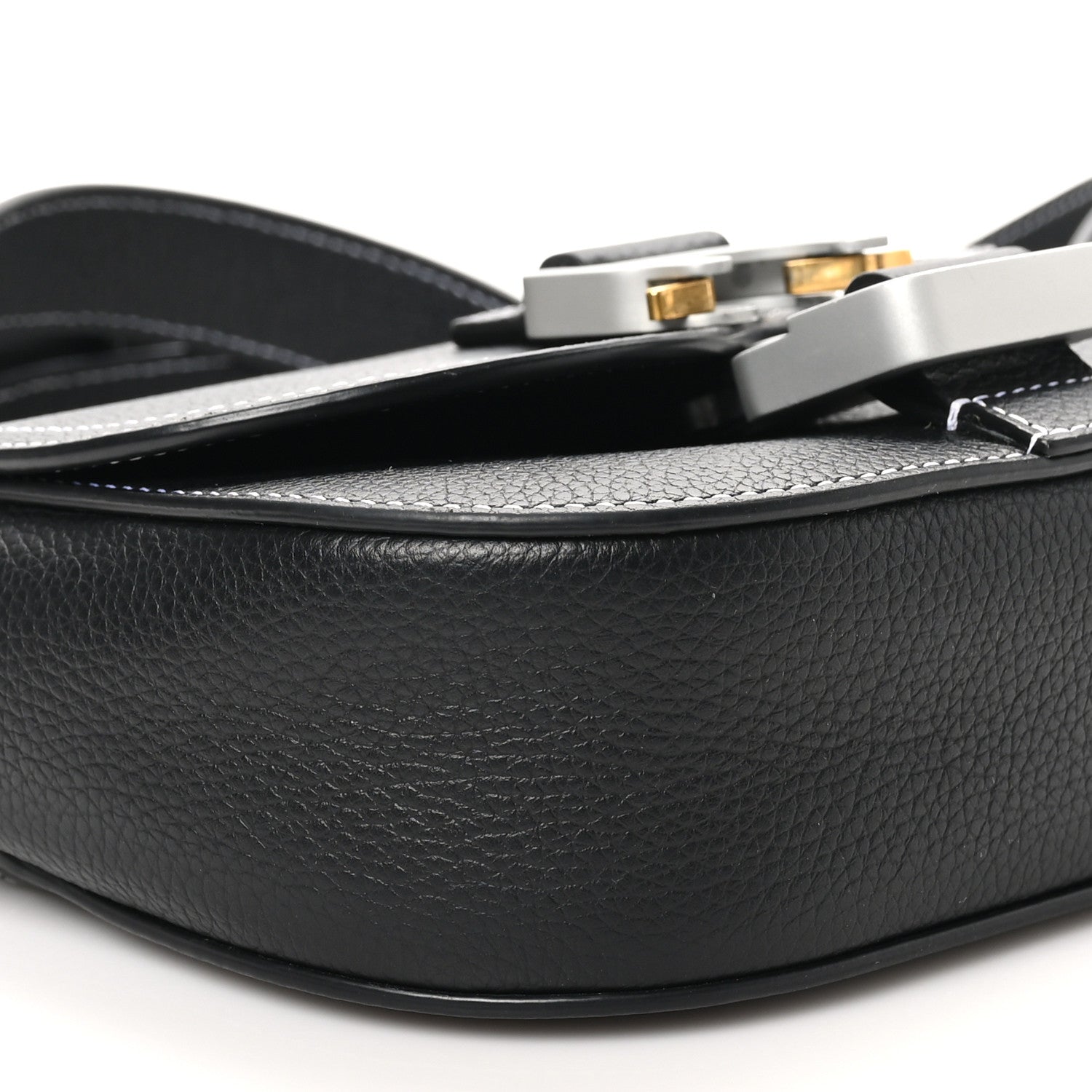 Christian Dior Grained Calfskin Saddle Messenger Bag With Strap Black 9 of 10