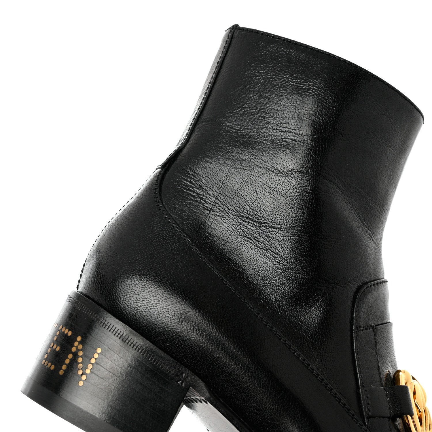 Gucci Goatskin Kitten Chain Horsebit Ankle Boots 37 Black 11 of 15