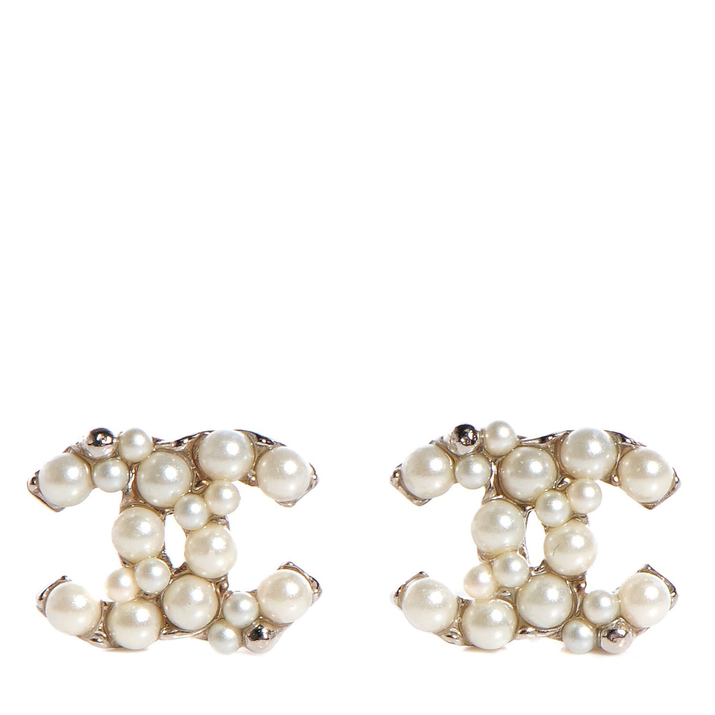 Pearl CC Earrings Silver
